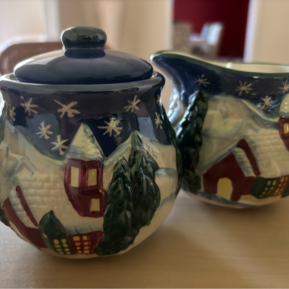 Festive Ceramic Sugar and Creamer Set
